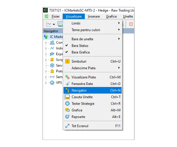 Faceți clic pe 'Vizualizare' în meniul principal, apoi selectați 'Navigator' pentru a deschide panoul Navigator.